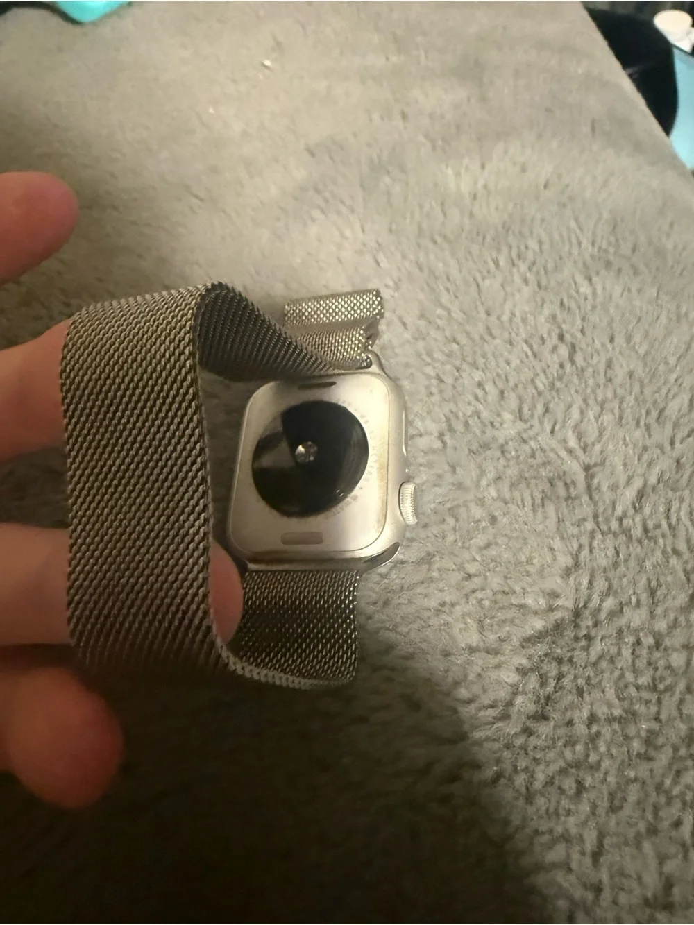 Apple Watch Silver Case with Silver Milanese Loop Band